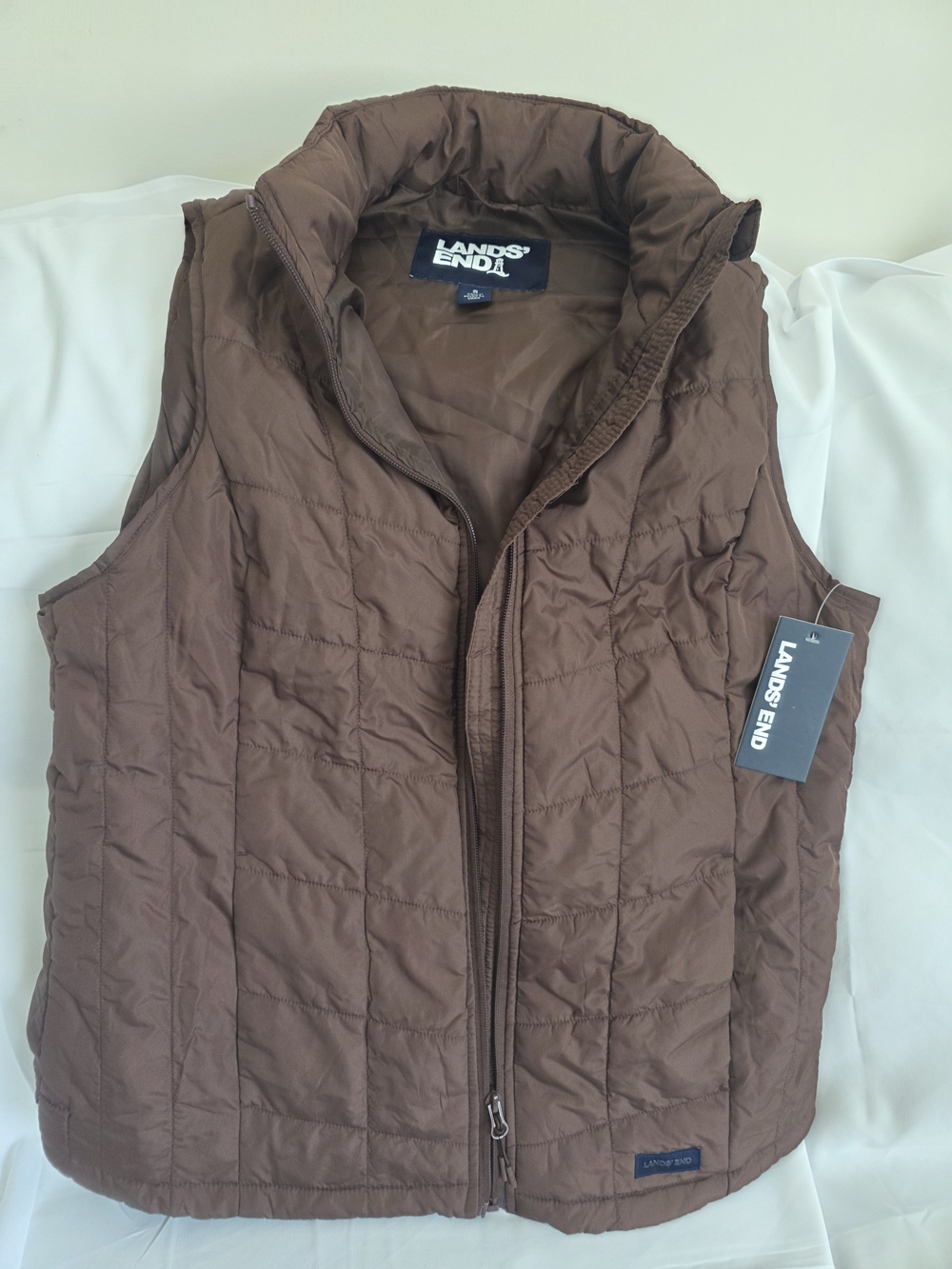 Lands' End Brown Quilted Puffer Vest